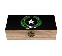 State Arms of Texas Wooden Storage Box Wood Jewelry Casket Present Boxes with Hinged Lid And Front Clasp