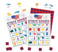 State Bingo Cards, 4th of July Party Theme Bingo Game, Patriotic Game for Family Friends Large Multiplayer Group Activities, Holiday State Party Birthday Independence Day Favors Gifts -12