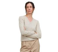 State Cashmere Essential V-Neck Sweater 100% Pure Cashmere Long Sleeve Pullover for Women (Undyed Natural, Large)