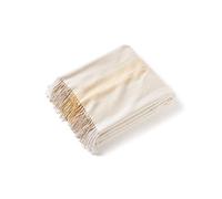 State Cashmere Multicolored Striped Home Throw Blanket with Decorative Fringe 100% Pure Cashmere Ultra Soft Accent Blanket for Couch, Sofa & Bed (Eggshell/Tan/Marigold, 70"x50")