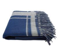 State Cashmere Reversible Throw Blanket with Fringes - Ultra Soft Accent Blanket for Couch, Sofa & Bed - Made with Merino Wool & Cashmere Sourced from Inner Mongolia - (Navy/Heather Grey, 70"x50")