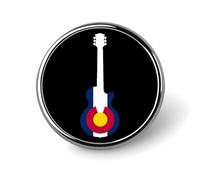 State Flag of Colorado Music Guitar Round Pin Button Personalized Badge Lapel Pins for Backpack Hat Clothing Accessories