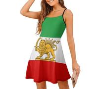 State Flag of Iran Womens Sling Dress Summer Mini Swing Sundresses Adjustable Strap Party Dresses