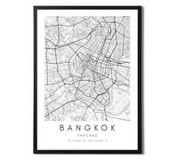 State Media Vision Bangkok World City Map Poster Individual Set - Minimalist Bedroom or Living Room Print - Black and White Bangkok Wall Art (Bangkok, A3 Print Only)