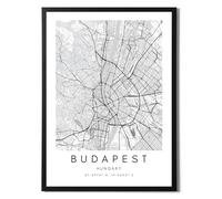 State Media Vision Budapest World City Map Poster Individual Set - Minimalist Bedroom or Living Room Print - Black and White Budapest Wall Art (Budapest, A4 Black Framed)