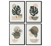 State Media Vision Minimalist Abstract Wall Art - A3 Black Framed Set of 4 (A3 Set of 4) For Modern Home Decor, Bathroom, Bedroom or Living Room