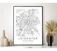 State Media Vision Minimalist City Map Poster, City Coordinates Posters, Living Room Bedroom Decor (UK Cities) (Leicester, A3 (42cm x 29.7cm))