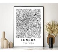 State Media Vision Minimalist City Map Poster, City Coordinates Posters, Living Room Bedroom Decor (UK Cities) (London, A3 (42cm x 29.7cm))