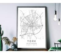 State Media Vision Minimalist City Map Poster, City Coordinates Posters, Living Room Bedroom Decor (UK Cities) (York, A4 (29.7cm x 21cm))