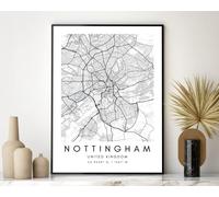 State Media Vision Minimalist City Map Poster, City Coordinates Posters, Living Room Bedroom Decor (UK Cities) (Nottingham, A3 (42cm x 29.7cm))