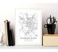 State Media Vision Minimalist City Map Poster, City Coordinates Posters, Living Room Bedroom Decor (UK Cities) (Cambridge, A4 Black Framed)