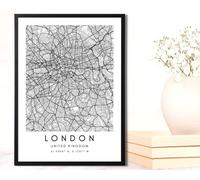 State Media Vision Minimalist City Map Poster, City Coordinates Posters, Living Room Bedroom Decor (UK Cities) (London, A3 Black Framed)