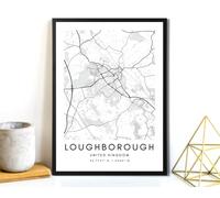 State Media Vision Minimalist City Map Poster, City Coordinates Posters, Living Room Bedroom Decor (UK Cities) (Loughborough, A4 (29.7cm x 21cm))