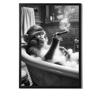 State Media Vision Monkey Smoking in the Bathroom A3 Poster No Frame - 29.7x42cm Size Print - Bathroom Wall Art