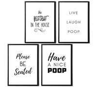 State Media Vision Set of 4 Funny Bathroom Quotes and Sayings Prints - Minimalistic Toilet Designs for Bathroom Walls - Hilarious Wall Art Decor - Variety of sizes (Set 5, A4 Black Framed)