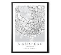 State Media Vision Singapore World City Map Poster Individual Set - Minimalist Bedroom or Living Room Print - Black and White Singapore Wall Art (Singapore, A3 Print Only)