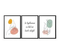 State Media Vision Togetherness Abstract Art and Quote Prints - Set of 3 Posters for Couples - A3 & A4 Prints, Framed OR Unframed
