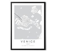 State Media Vision Venice World City Map Poster Individual Set - Minimalist Bedroom or Living Room Print - Black and White Venice Wall Art (Venice, A4 Print Only)