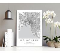 State Media Vision World City Poster Individual Set, Minimalist Bedroom or Living Room Print, Housewarming Gift (Melbourne, A4 Black Framed)