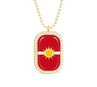 State of Florida Flag Necklace Gift for Women White Diamond Necklaces Sparkling Rectangular Pendant with Chain