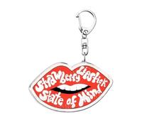 State Of Mind Strawberry Lipstick Harry One 1D Direction Styles Acrylic Plastic Metal Enamel Decorative Keyring Bag Charm Key Ring Chain Keychain Personalised Clip Name Clasp Custom Design