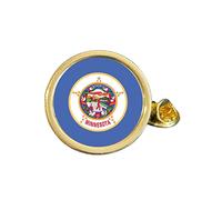 State Of Minnesota Part Flag USA Gold Plated Domed Lapel Pin Badge in Bag