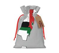 State Of Palestine Flag Map 03 Print Christmas Burlap Gift Bag With Drawstring, Present Small Favor Pouch For Birthday Parties-S Size