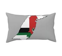 State Of Palestine Flag Map 03 Print Home Short Plush Pillowcase, Soft Cozy Body Pillow Cover 91Ã-50cm With Hidden Zipper 91Ã-50cm