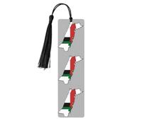 State of Palestine Flag Map 03 Print Reading Page Markers Wooden Bookmarks, 5pcs Wood Bookmarks with Tassels, Gifts for Men Women