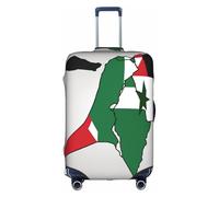 State Of Palestine Flag Map Print Travel Elastic Suitcase Luggage Baggage Cover Protector, Washable And Anti-Scratch, White, S
