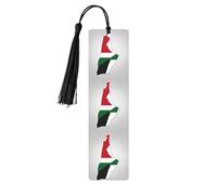 State of Palestine Flag Map01 Print Reading Page Markers Wooden Bookmarks, 5pcs Wood Bookmarks with Tassels, Gifts for Men Women