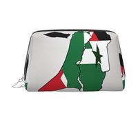 State of Palestine Flag map02 Printed Zippered Toiletry Bag, Wide Open Storage Case for Personal Care Items and Cosmetics