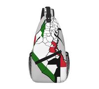 State of Palestine Topographic Flag Map Crossbody Sling Bag Crossbody Shoulder Chest Bag Shoulder Strap Waist Fanny Pack Men Women