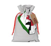 State Of Palestine Topographic Flag Map Print Christmas Burlap Gift Bag With Drawstring, Present Small Favor Pouch For Birthday Parties-S Size