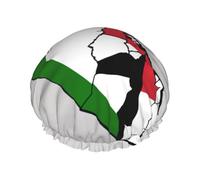 State Of Palestine Topographic Flag Map Print Hair Cap With Adjustable Elastic Band And Vibrant, Shower Cap For Women Reusable Waterproof