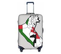 State Of Palestine Topographic Flag Map Print Travel Elastic Suitcase Luggage Baggage Cover Protector, Washable And Anti-Scratch, White, XL