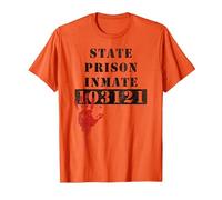 State Prison Inmate Bloody Vintage 103121 Halloween Costume T-Shirt, Men, Orange, Medium