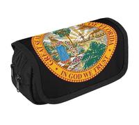 State Seal of Florida Portable Pen Case Double Layered Large Capacity Exquisite Pencil Case for Officce