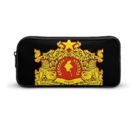 State Seal of Myanmar Portable Pencil Pen Case Cosmetic Bag Storage Organizer Makeup Pouch Holder