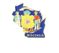 State Shaped Map Lapel Pin, Premium Brass Enamel Flag Brooch Badges, Patriotic Travel Souvenir Keepsake for Hat Backpack Bags Clothing, S, Brass, enamel