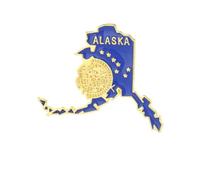 State Shaped Map Lapel Pin, Premium Brass Enamel Flag Brooch Badges, Patriotic Travel Souvenir Keepsake for Hat Backpack Bags Clothing, S, Brass, enamel