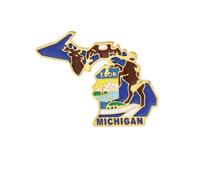State Shaped Map Lapel Pin, Premium Brass Enamel Flag Brooch Badges, Patriotic Travel Souvenir Keepsake for Hat Backpack Bags Clothing