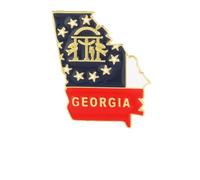 State Shaped Map Lapel Pin, Premium Brass Enamel Flag Brooch Badges, Patriotic Travel Souvenir Keepsake for Hat Backpack Bags Clothing, S, Brass, enamel