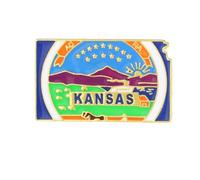 State Shaped Map Lapel Pin, Premium Brass Enamel Flag Brooch Badges, Patriotic Travel Souvenir Keepsake for Hat Backpack Bags Clothing, S, Brass, enamel