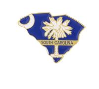 State Shaped Map Lapel Pin, Premium Brass Enamel Flag Brooch Badges, Patriotic Travel Souvenir Keepsake for Hat Backpack Bags Clothing, S, Brass, enamel