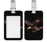State U.S Flag Ea-gles Card Holder Cute ID Badge Holders Card Protector for Office Work Women Men