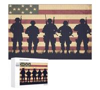State U.S Flag Military Soldiers Army Jigsaw Puzzles for Adults 1000 PCS Wooden Puzzle Pictures Photo Wall Art Decor