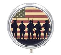 State U.S Flag Military Soldiers Army Pill Case Travel Medicine Organizer Box