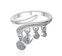 Statement Band Rings Adjustable Chain Dangle Charm Wedding Engagement Promise Bands Jewelry Gifts for Women Open Rings for Jewelry Vintage Adjustable