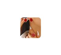 Statement Big Chunky Gold Black Two-tone Enamel Drip Ring Earrings Set for Women, Retro Large CZ Crystal Cocktail Rings Earring Geometric Jewelry Gift, L, Metal, No Gemstone